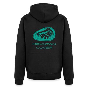 Mousqueton amoureux des montagnes - Veste à capuche bio Premium Unisexe - noir - Dos - Nico (187cm)