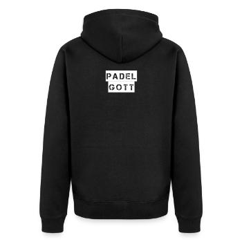 Padel Tennis - Padel Gott - Unisex Premium Bio Zip Hoodie - Schwarz - Hinten - Nico (187cm)