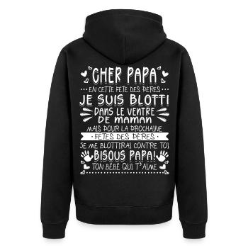 Futur Papa Fête Des Pères Futur Père - Veste à capuche bio Premium Unisexe - noir - Dos - Nico (187cm)