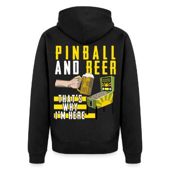 Pinball Flipper Tisch Flipperautomat - Unisex Premium Bio Zip Hoodie - Schwarz - Hinten - Nico (187cm)