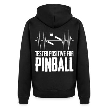 Pinball Pinball Machine Pinball - Unisex Premium Organic Zip Hoodie - black - Back - Nico (187cm)