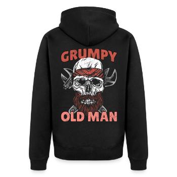 Opa Rentner Grumpy Old Man Mürrisch Großvater - Unisex Premium Bio Zip Hoodie - Schwarz - Hinten - Nico (187cm)