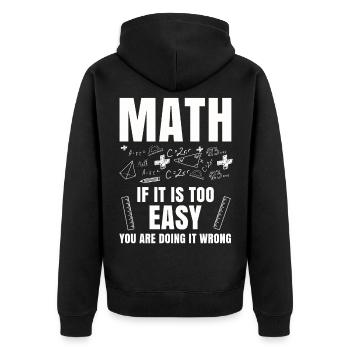 Mathematik Tshirt Professor Geometrie Algebra Pi - Unisex Premium Bio Zip Hoodie - Schwarz - Hinten - Nico (187cm)