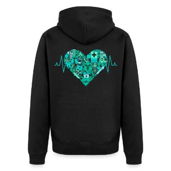 Service de secours cardiaque paramédical Heartbeat ECG Heart - Veste à capuche bio Premium Unisexe - noir - Dos - Nico (187cm)
