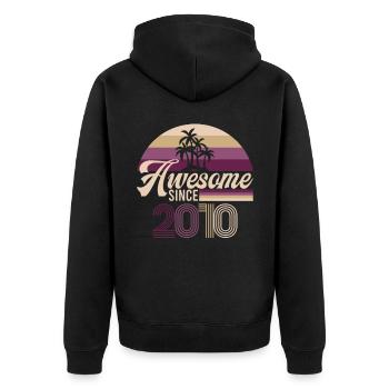 Vintage Awesome Since 2010 Birthday Retro - Unisex Premium Organic Zip Hoodie - black - Back - Nico (187cm)