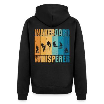 Wakeboard Whisperer Wakeboarding Wakeboarder - Unisex Premium Bio Zip Hoodie - Schwarz - Hinten - Nico (187cm)
