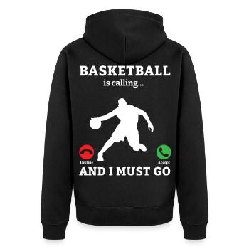 Basketballer Basketball Basketballmanschaft - Unisex Premium Bio Zip Hoodie - Schwarz - Hinten - Nico (187cm)