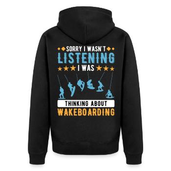 Wakeboard Wakeboarding Wakeboarder - Unisex Premium Organic Zip Hoodie - black - Back - Nico (187cm)