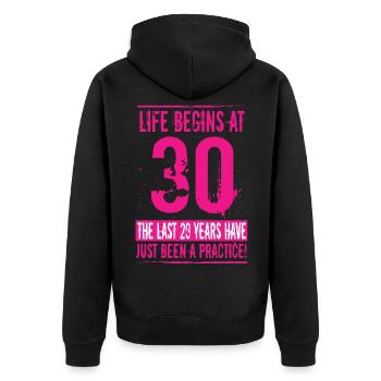 30 Geburtstag - Unisex Premium Bio Zip Hoodie - Schwarz - Hinten - Nico (187cm)