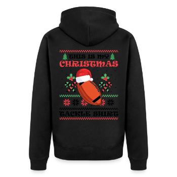Das Ist Mein Weihnachts-Tackle American Football - Unisex Premium Bio Zip Hoodie - Schwarz - Hinten - Nico (187cm)