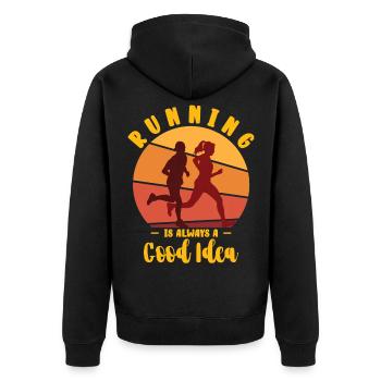 Marathon Marathonlauf Marathonläufer Geschenk - Unisex Premium Bio Zip Hoodie - Schwarz - Hinten - Nico (187cm)