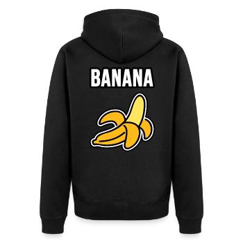 Banane - Unisex Premium Bio Zip Hoodie - Schwarz - Hinten - Nico (187cm)