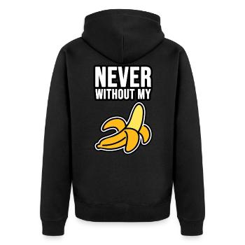 Never without my banana - Unisex Premium Organic Zip Hoodie - black - Back - Nico (187cm)