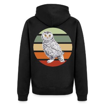 Hibou Hibou Animal Hibou ligneux Hibou hibou des granges - Veste à capuche bio Premium Unisexe - noir - Dos - Nico (187cm)