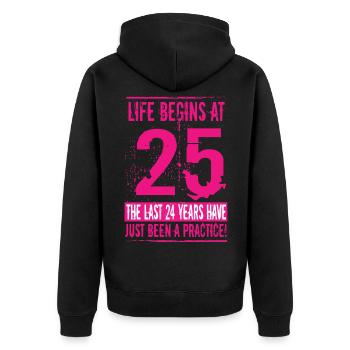 25 Geburtstag Frau - Unisex Premium Bio Zip Hoodie - Schwarz - Hinten - Nico (187cm)