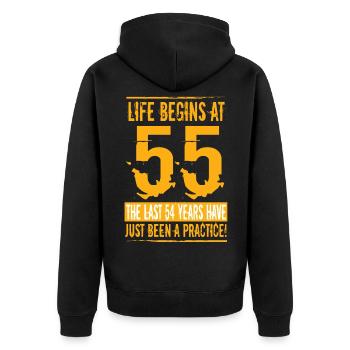 55 Geburtstag Mann - Unisex Premium Bio Zip Hoodie - Schwarz - Hinten - Nico (187cm)