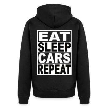 Eat Sleep Cars Repeat - Unisex Premium Organic Zip Hoodie - black - Back - Nico (187cm)