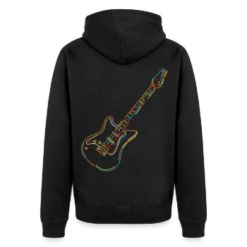 E-Gitarre Illustration Gitarren Lehrer Geschenk - Unisex Premium Bio Zip Hoodie - Schwarz - Hinten - Nico (187cm)