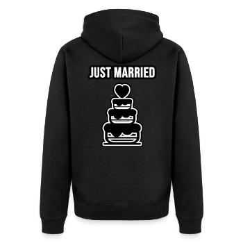 Newly married - Unisex Premium Organic Zip Hoodie - black - Back - Nico (187cm)