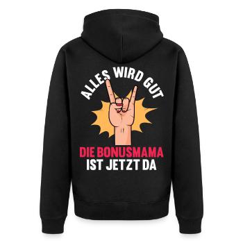Coole Stiefmutter Muttertag Bonusmama - Unisex Premium Bio Zip Hoodie - Schwarz - Hinten - Nico (187cm)