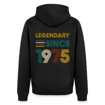 Vintage Légendaire depuis 1975 anniversaire - Veste à capuche bio Premium Unisexe - noir - Dos - Nico (187cm)