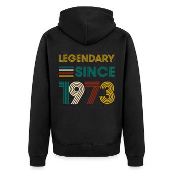 Vintage Legendary since 1973 birthday - Unisex Premium Organic Zip Hoodie - black - Back - Nico (187cm)