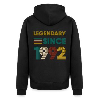 Vintage Legendary since 1992 birthday - Unisex Premium Organic Zip Hoodie - black - Back - Nico (187cm)