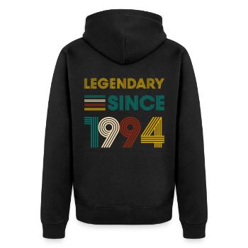 Vintage Legendary since 1994 birthday - Unisex Premium Organic Zip Hoodie - black - Back - Nico (187cm)