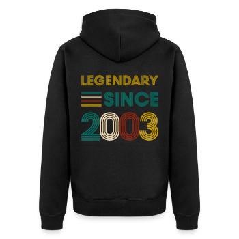 Vintage Légendaire depuis 2003 anniversaire - Veste à capuche bio Premium Unisexe - noir - Dos - Nico (187cm)