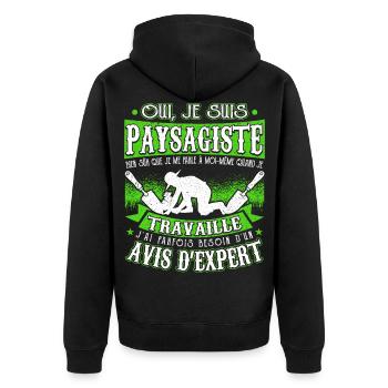 Paysagiste Jardinier Paysagiste Aménagement - Veste à capuche bio Premium Unisexe - noir - Dos - Nico (187cm)