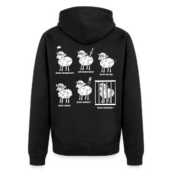 Schaf - Unisex Premium Bio Zip Hoodie - Schwarz - Hinten - Nico (187cm)