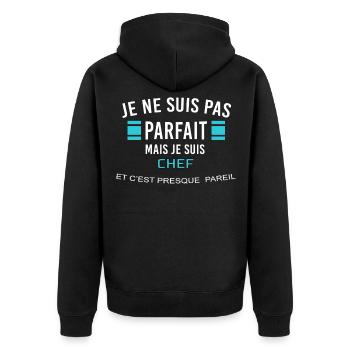 je ne suis pas parfait CHEF - Veste à capuche bio Premium Unisexe - noir - Dos - Nico (187cm)
