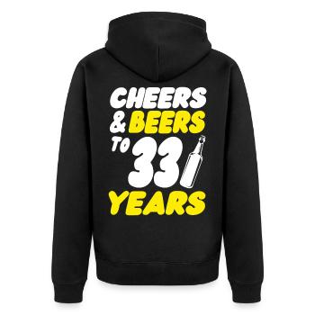 33 Geburtstag - Unisex Premium Bio Zip Hoodie - Schwarz - Hinten - Nico (187cm)