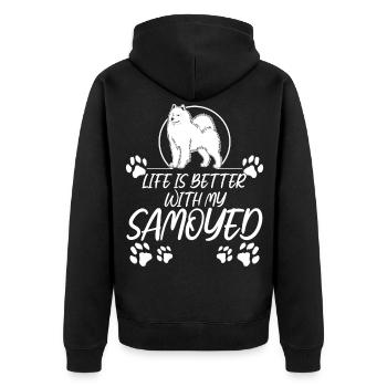 Samoyed Dogs Samoyed dog Sayings Dog - Unisex Premium Organic Zip Hoodie - black - Back - Nico (187cm)