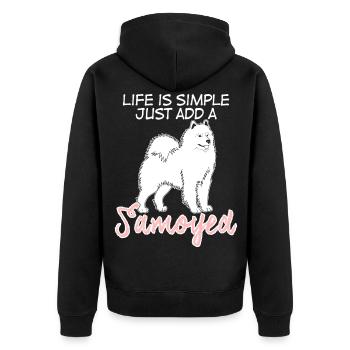 Samojede dog Samoyede Samoyed Hunde Hund - Unisex Premium Bio Zip Hoodie - Schwarz - Hinten - Nico (187cm)
