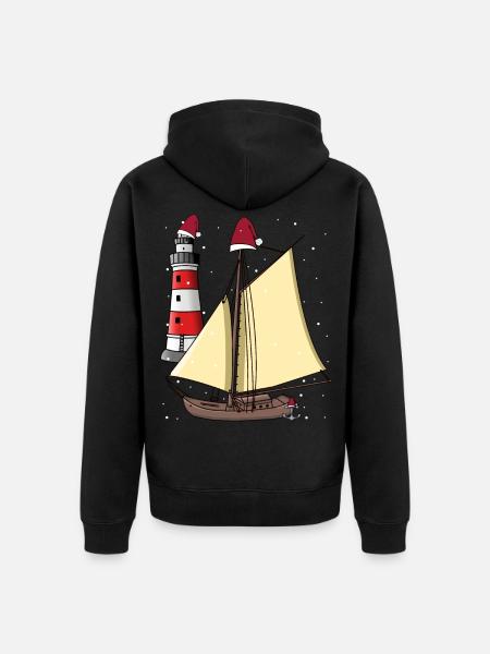 Segelboot Nikolaus Santa Ahoi Weihnachten maritim - Unisex Premium Bio Zip Hoodie - Schwarz