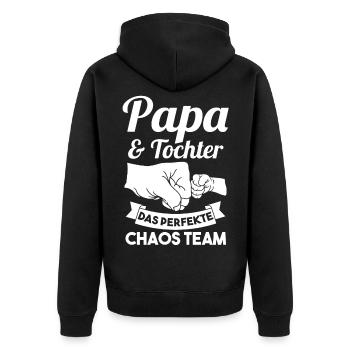 Papa und Tochter - Unisex Premium Bio Zip Hoodie - Schwarz - Hinten - Nico (187cm)