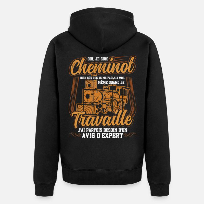 Cheminot Conducteur De Train Chemin De Fer - Veste à capuche bio Premium Unisexe - noir