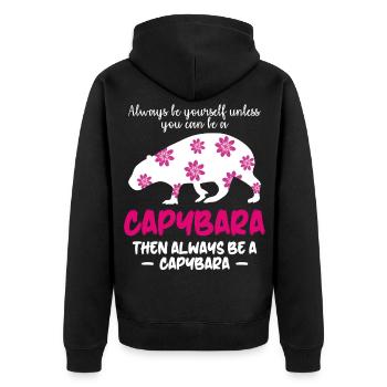 Capybara Saying Capybara Capybaras - Unisex Premium Organic Zip Hoodie - black - Back - Nico (187cm)