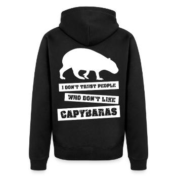 Capybara Jokes Capybara Capybaras - Unisex Premium Organic Zip Hoodie - black - Back - Nico (187cm)