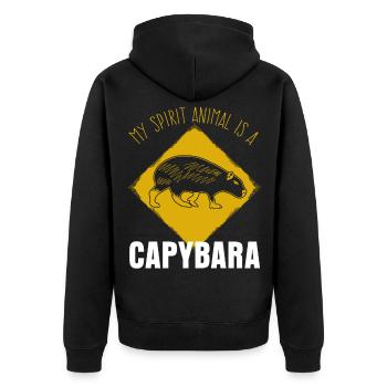 Capybara's capybara joke Capybara - Unisex Premium Organic Zip Hoodie - black - Back - Nico (187cm)