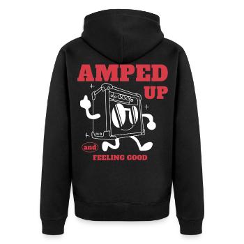 Vintage Gitarristen Design Gitarren Lehrer Amp - Unisex Premium Bio Zip Hoodie - Schwarz - Hinten - Nico (187cm)