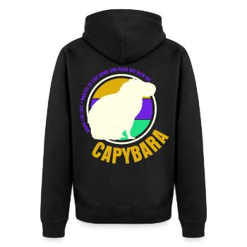 Capybaras Wasserschwein Capybara - Unisex Premium Bio Zip Hoodie - Schwarz - Hinten - Nico (187cm)