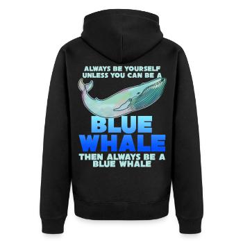 Blauwal Blauwale Spruch Witz Wale Wal - Unisex Premium Bio Zip Hoodie - Schwarz - Hinten - Nico (187cm)