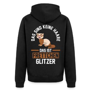 Frettchen - Unisex Premium Bio Zip Hoodie - Schwarz - Hinten - Nico (187cm)