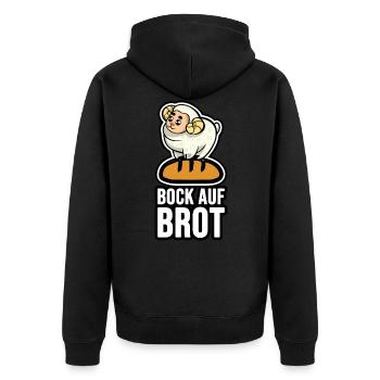 Bock auf Brot - Unisex Premium Bio Zip Hoodie - Schwarz - Hinten - Nico (187cm)
