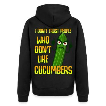Cucumber Gardener Garden Vegetable Cucumbers - Unisex Premium Organic Zip Hoodie - black - Back - Nico (187cm)