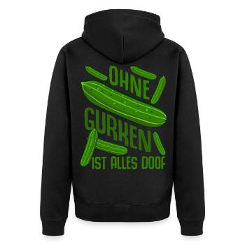 Gurke Gärtner Gemüsegärtner Gurken - Unisex Premium Bio Zip Hoodie - Schwarz - Hinten - Nico (187cm)