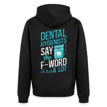 Dental Hygienist Floss Dental - Unisex Premium Bio Zip Hoodie - Schwarz - Hinten - Nico (187cm)