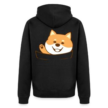 Best Shiba Inu Dad Ever Geschenk - Unisex Premium Bio Zip Hoodie - Schwarz - Hinten - Nico (187cm)